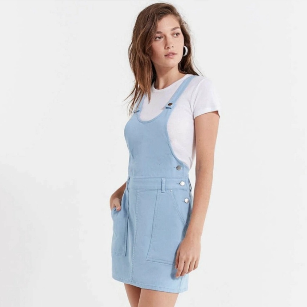 Urban Outfitters Stretch Denim Overall Dress Light Blue Women's 4 Preppy Dress